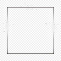 Silver glowing square frame with sparkles vector