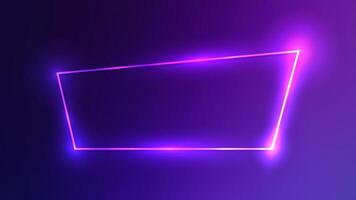 Neon trapezoid frame with shining effects vector