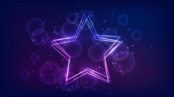 Neon frame in star form with shining effects and sparkles vector