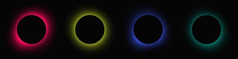 Set of circle illuminate light frames with color gradient vector