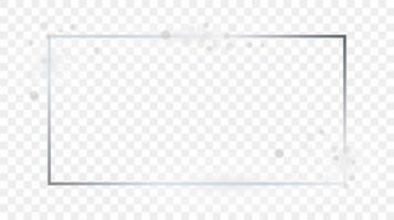 Silver glowing rectangular shape frame with sparkles vector