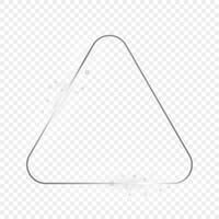 Silver glowing rounded triangle frame with sparkles vector