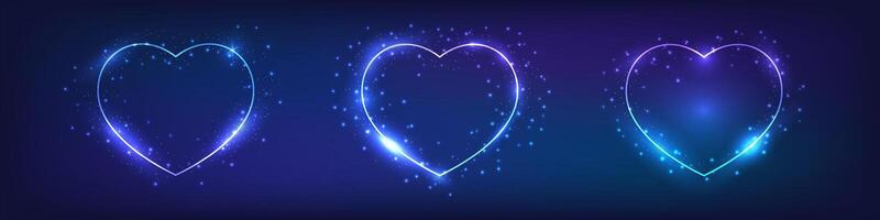 Set of neon frames with shining effects vector