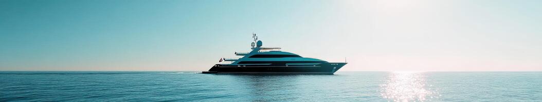 Luxurious yacht sailing on calm waters in bright sunlight photo