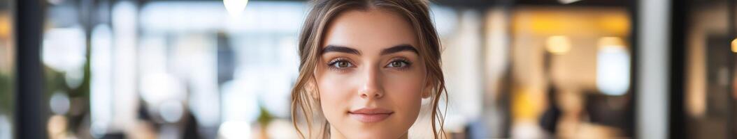 A woman's face is reflected in a mirror photo