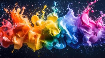 Vivid colors exploding and making a big splash photo