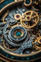 Skeleton watch movement showing intricate gears and mechanical parts photo