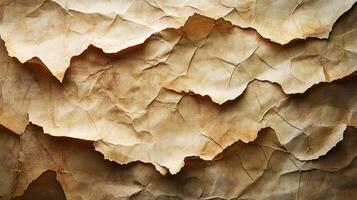 Background of torn and crumpled brown paper showing texture photo