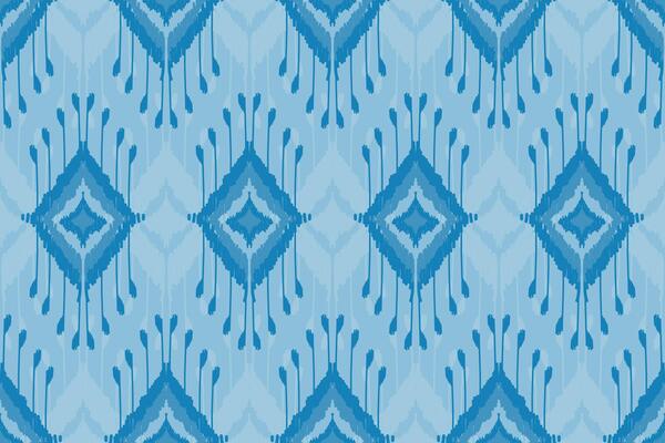 Light blue fabric tribal style. Ethnic ikat seamless pattern in traditional. Aztec ornament print. Design for background, illustration, rug, clothing, carpet, textile, batik, embroidery.