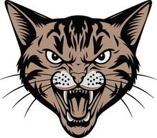 Angry cat head illustration design, cat head logo. ai generate vector