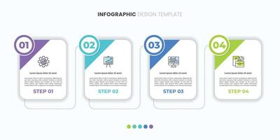 Business infographic template. 4 Step timeline journey. Process diagram, 4 options on white background, Infograph elements vector