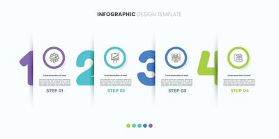 Horizontal progress bar featuring 4 arrow shaped elements, symbolizing the four stages of business strategy and progression. Clean timeline infographic design template. vector