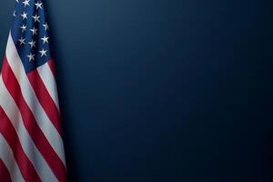 The design features the iconic American flag against a deep blue background, offering ample copy space. Its perfect for themes related to the 2024 US presidential election and promotional materials photo