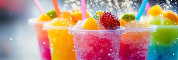Indulge in bright and refreshing summer slushies that come in vibrant colors, perfect for those hot summer days photo