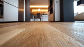 Discover the stunning and simple beauty of oiled oak parquet flooring, which showcases exceptional craftsmanship and the epitome of premium German interiors in every detail and design aspect photo