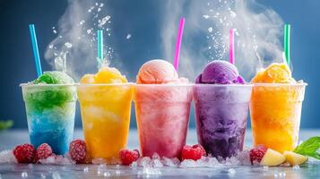 Delight in the vibrant and refreshing fruit ice cocktails that are simply perfect for enjoying wonderful summer fun spent with your friends and family during those warm, sunny, blissful days photo