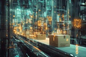Explore the exciting future of logistics with advanced augmented reality systems that are specifically designed to enhance efficient package tracking and improve delivery processes overall photo