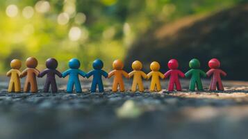 A playful arrangement of vibrant figures symbolizes teamwork, diversity, and community connection. Each figure embodies friendship and inclusion, showing how we can achieve more together photo