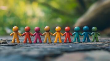 A vibrant display of figures symbolizes teamwork, inclusion, and community. It celebrates diversity and emphasizes the importance of solidarity and support among people from all walks of life photo