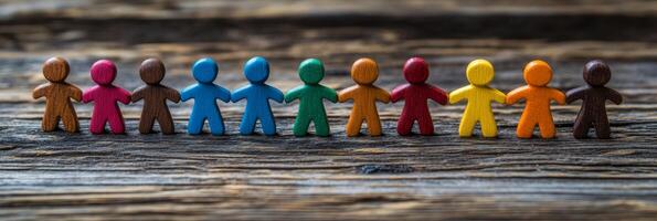 Colorful figures represent and symbolize the ideals of unity, teamwork, and inclusion, strongly emphasizing the importance of cooperation and friendship within a diverse and vibrant community photo