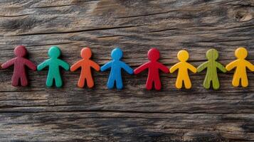 Colorful figures symbolize teamwork, inclusion, and community, highlighting the significance of collaboration and friendship among diverse individuals, fostering meaningful connections and belonging photo