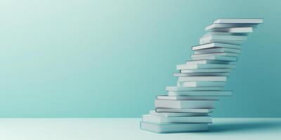 This modern abstract representation of a stack of books symbolizes the importance of continual learning and progression, featuring a smooth, glowing aesthetic that is visually appealing and engaging photo