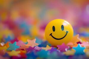 Explore the joyful and positive symbolism of the smiley face emoji, which represents satisfaction, positivity, and happiness experienced in various life circumstances and interactions photo