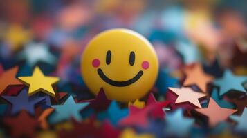 Evaluate the importance of smiley faces in conveying happiness and customer satisfaction, improving communication in business and personal interactions, and building better relationships photo