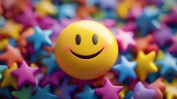 We are joyfully celebrating satisfaction by using smiley stars to showcase true happiness, exceptional quality service, and the positive experiences of life, both personally and in business settings photo