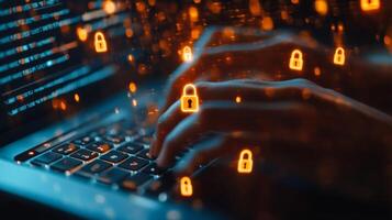 A highly skilled male cyber security expert dedicates his efforts to enhancing data protection, utilizing advanced cloud computing technologies within a safe and secure network environment photo
