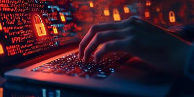 A skilled male cybersecurity expert focuses on enhancing data protection through innovative cloud solutions and advanced network security to safeguard sensitive information from breaches and attacks photo