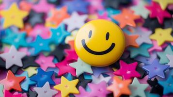 Explore the colorful realm of smiley stars, symbols of happiness and exceptional service, highlighting the significance of positive experiences and client satisfaction in the business world photo