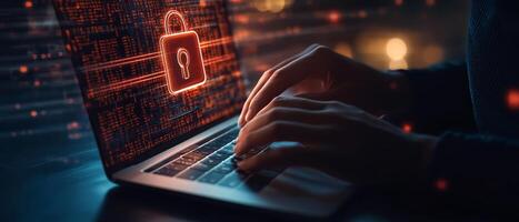 A skilled cyber security professional protects sensitive data through advanced cloud computing and strong network security while working remotely and efficiently as a dedicated expert photo