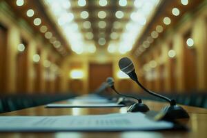 A broad view of a dynamic conference space focused on technology ethics, highlighting the significance of international collaboration and open dialogue on the morality of information technology photo