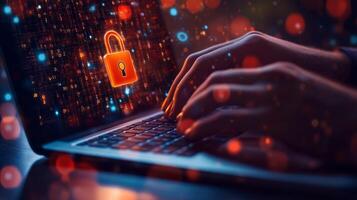 A skilled cybersecurity expert analyzes data protection measures remotely, highlighting the essential role of cloud computing and advanced technologies in enhancing security protocols photo