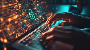 A skilled cyber security expert works remotely, focusing on effective data protection strategies and staying updated on cloud computing advancements to improve network security and integrity photo