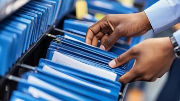 A skilled professional reviews records to ensure regulatory compliance, conducts thorough accuracy assessments during detailed audits, and maintains quality control and performance management photo