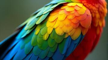 Vibrant and Detailed Close-up Parrot Macaw Feathers photo