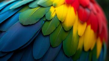 Vibrant and Detailed Close-up Parrot Macaw Feathers photo