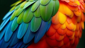 Vibrant and Detailed Close-up Parrot Macaw Feathers photo