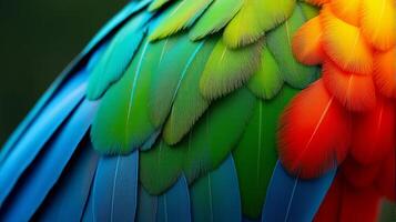 Vibrant and Detailed Close-up Parrot Macaw Feathers photo