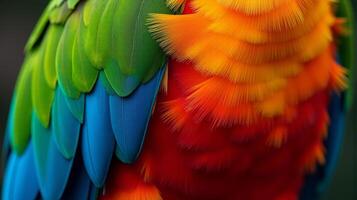 Vibrant and Detailed Close-up Parrot Macaw Feathers photo