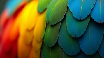 Vibrant and Detailed Close-up Parrot Macaw Feathers photo