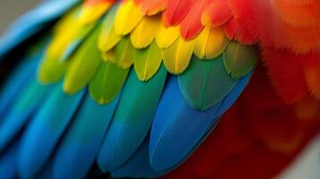 Vibrant and Detailed Close-up Parrot Macaw Feathers photo