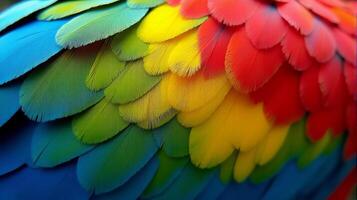 Vibrant and Detailed Close-up Parrot Macaw Feathers photo