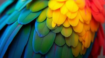 Vibrant and Detailed Close-up Parrot Macaw Feathers photo