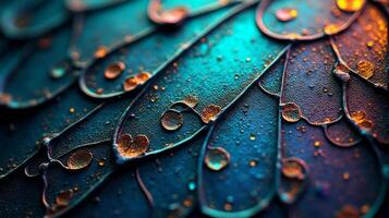 Close Up View of a Beautiful Butterfly Wing With Iridescent Colors and Delicate Textures photo