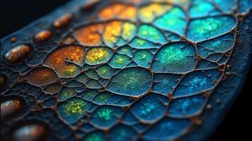 Close Up View of a Beautiful Butterfly Wing With Iridescent Colors and Delicate Textures photo