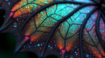 Close Up View of a Beautiful Butterfly Wing With Iridescent Colors and Delicate Textures photo
