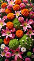 Intricate and Vibrant Floral Arrangement Featuring a Diverse Mix of Flowers photo